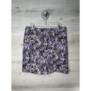 Monterey Club Skort Womens 14 Zebra Animal Print Stretch Golf Skirt Pockets